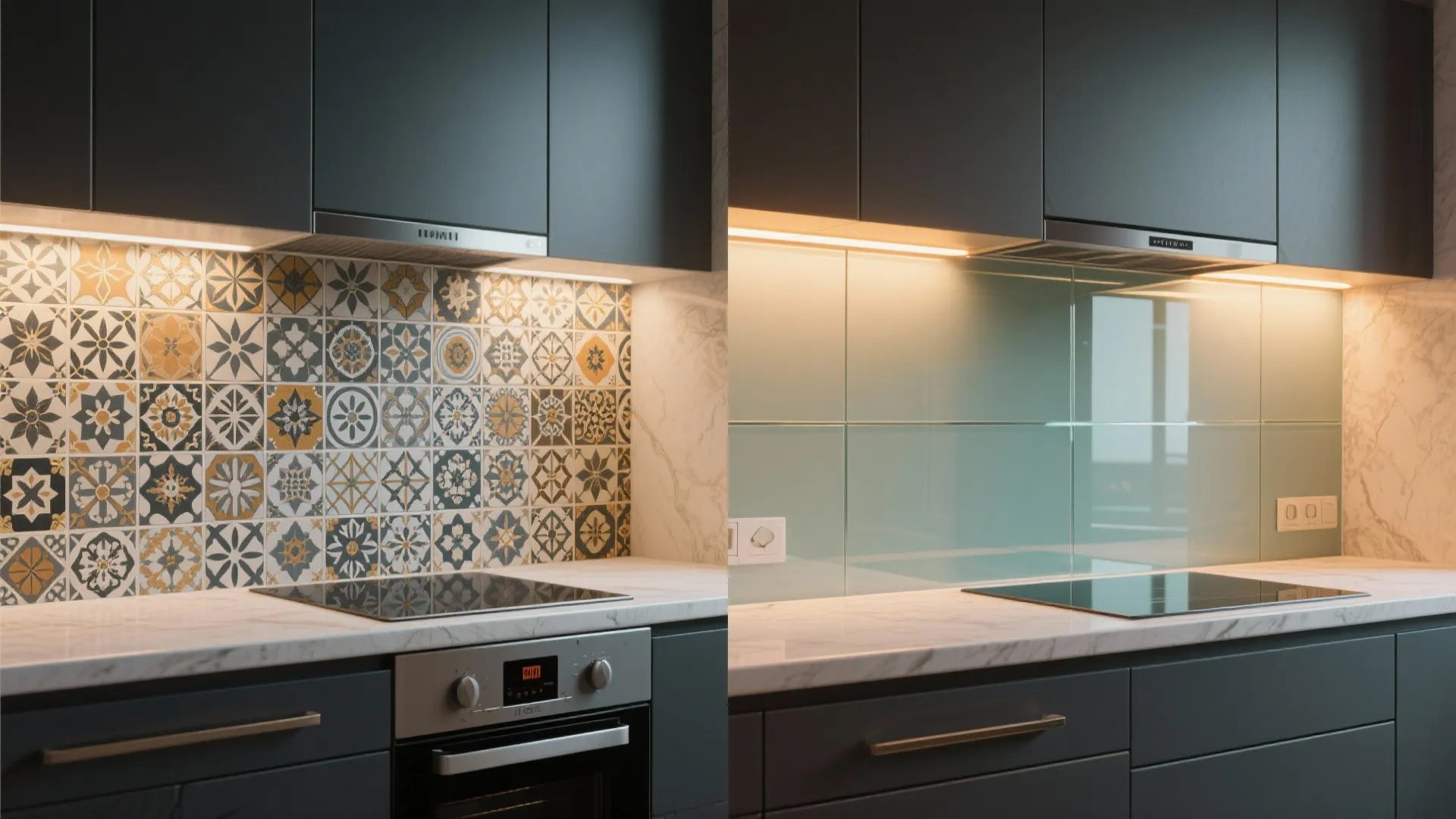 Glass Backsplash for Airy Depth
