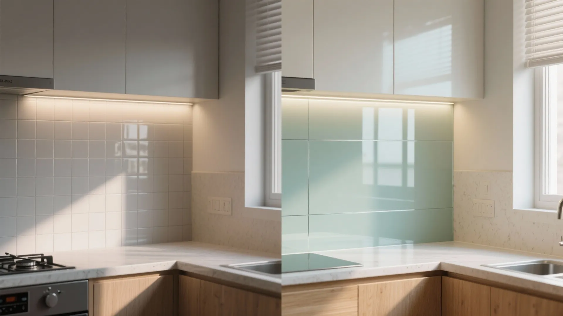 Glass Backsplash and Reflective Finishes