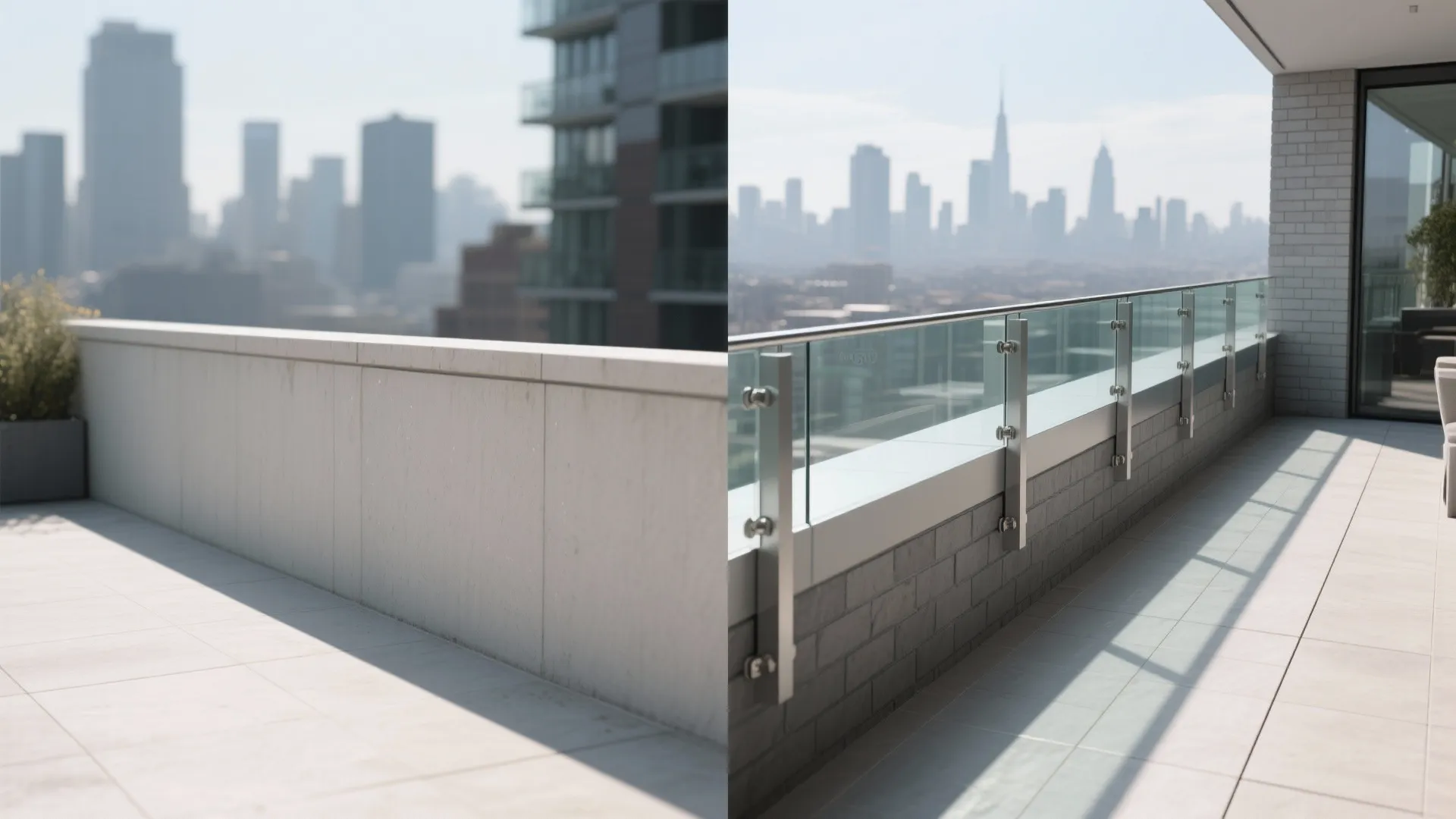 Low parapet plus glass guard: keep views, meet code