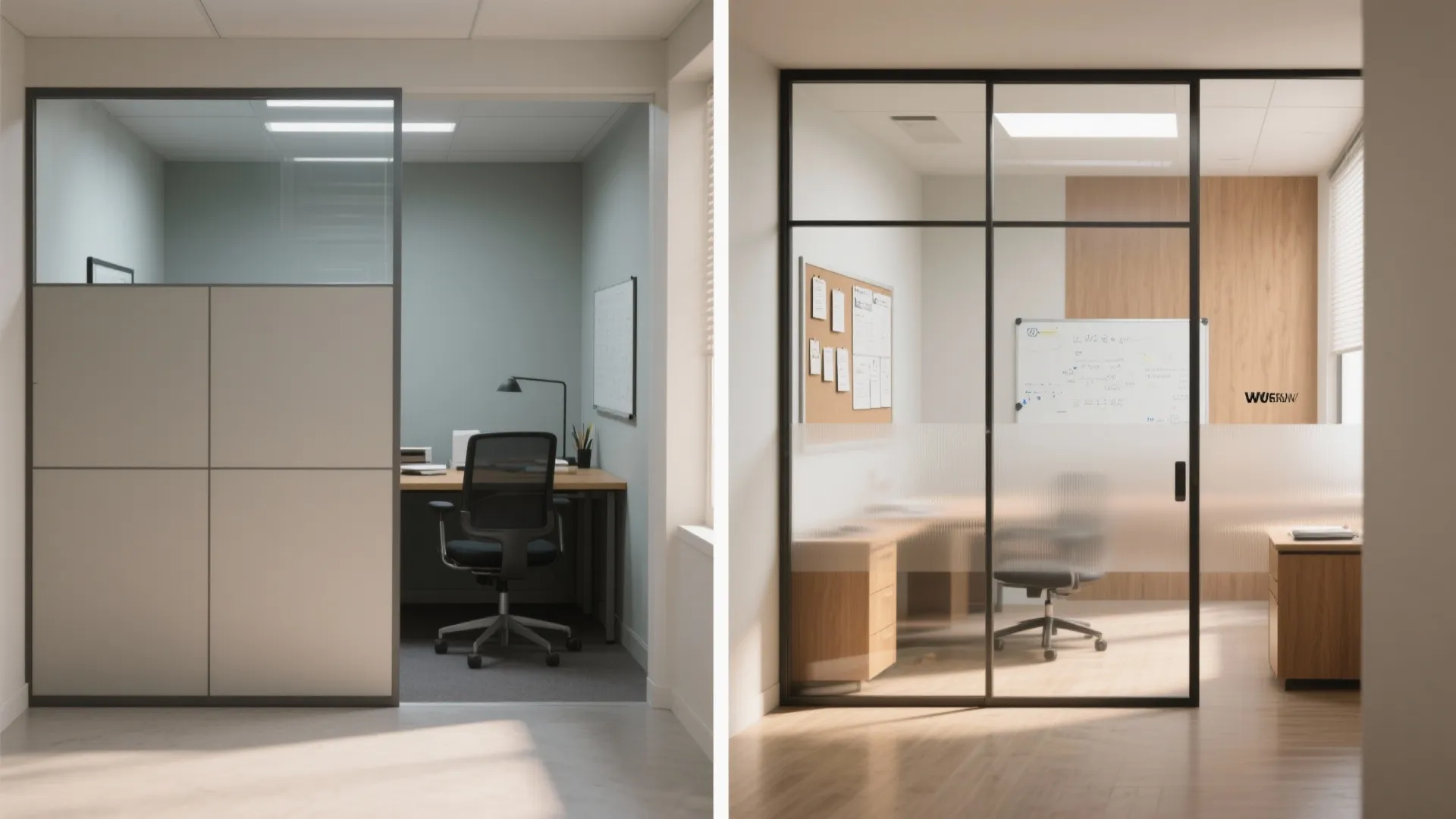 Transparency with glass partitions