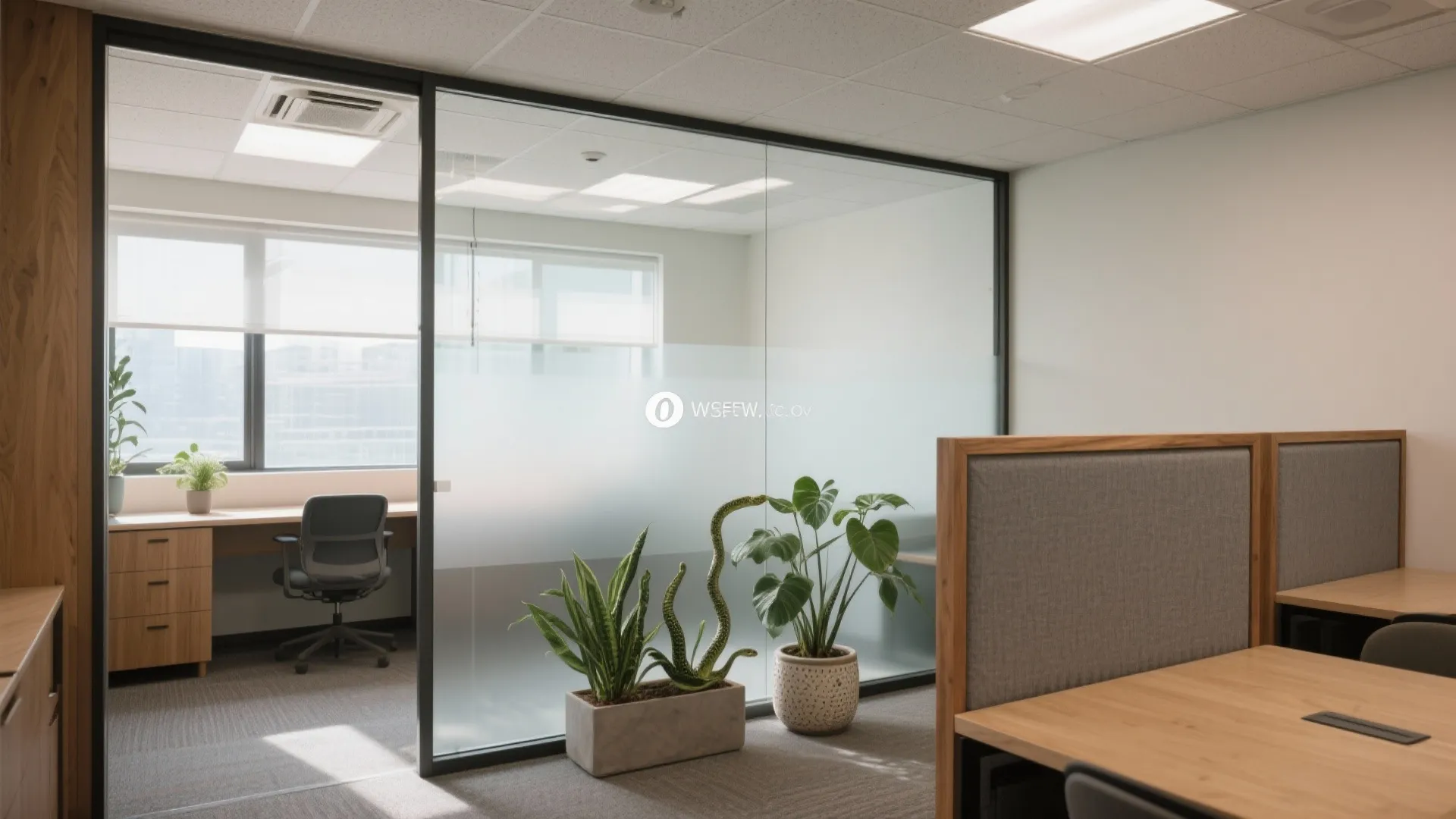 Transparent partitions and biophilic touches