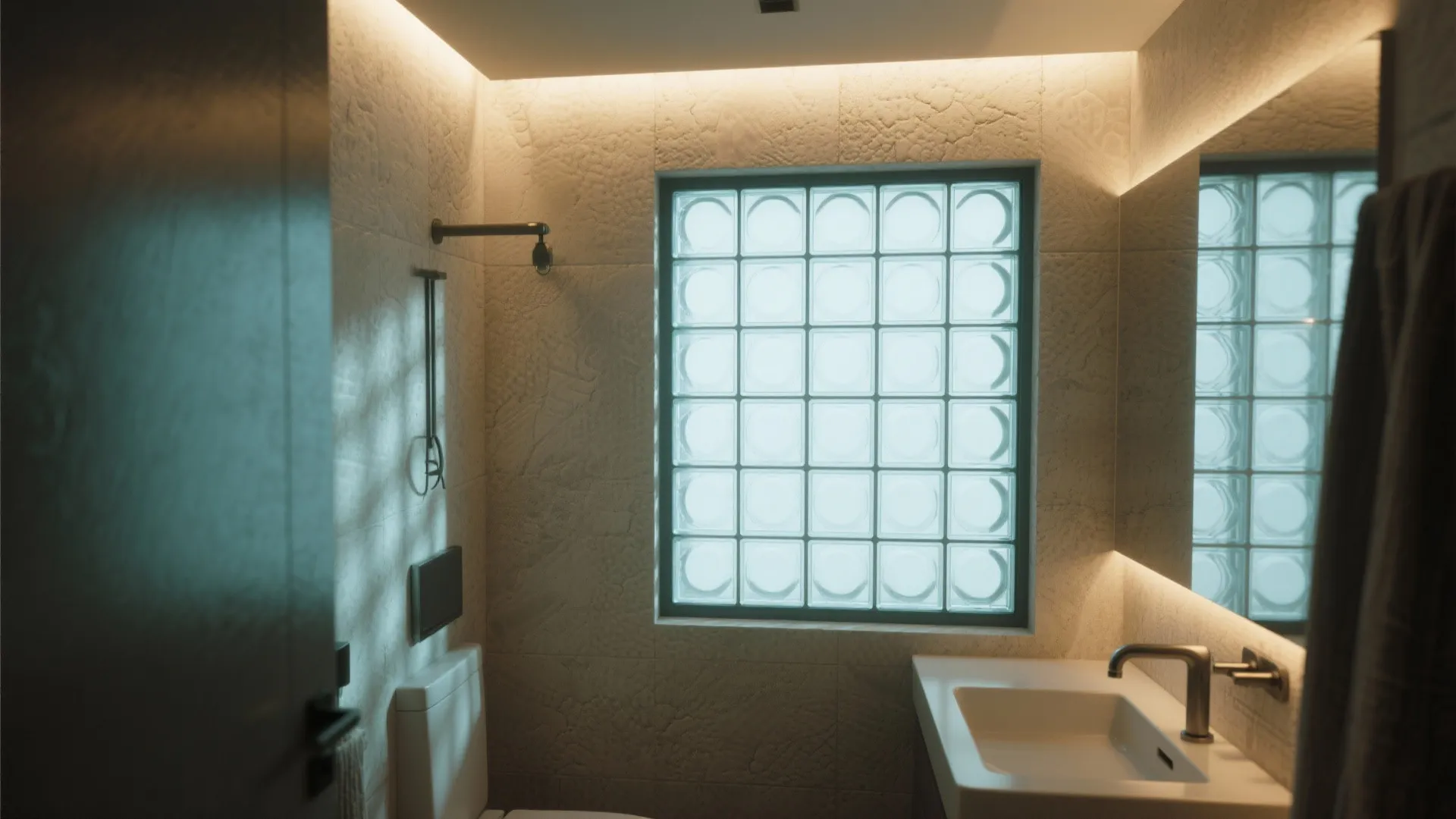 5.Glass Block Windows for Texture and Security