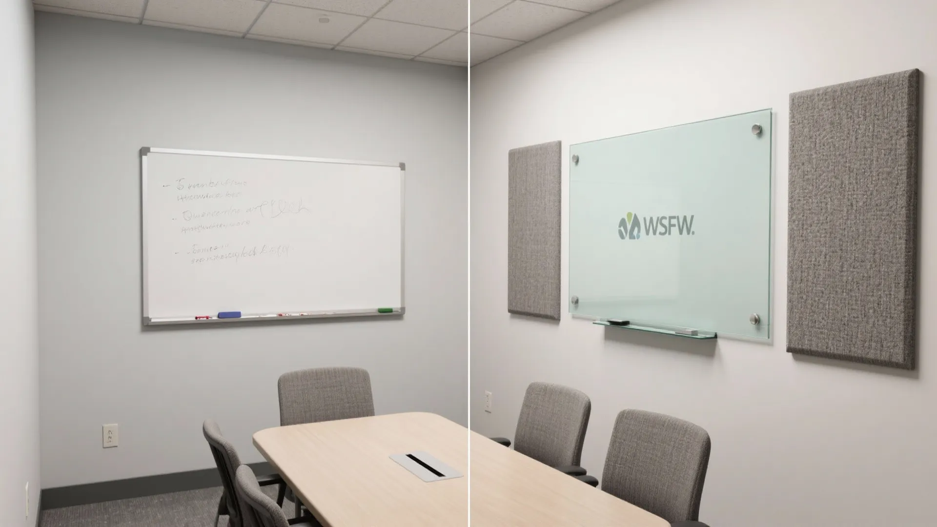 Glass boards + acoustic panels: write more, echo less