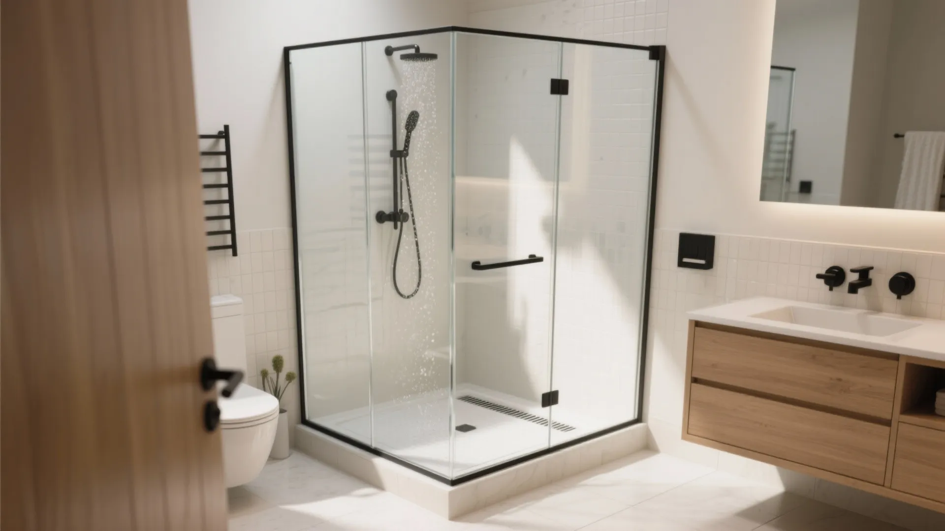 Glass-Box Wet Zone: Light, Airy, and Splash-Smart