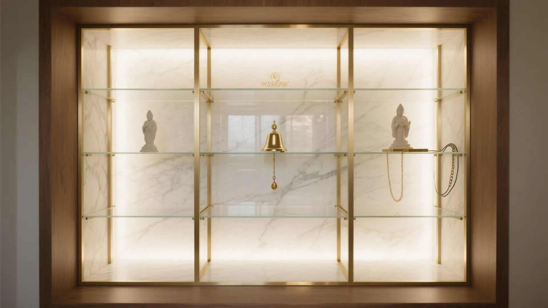 Modern Glass-and-Brass Altar Alcove