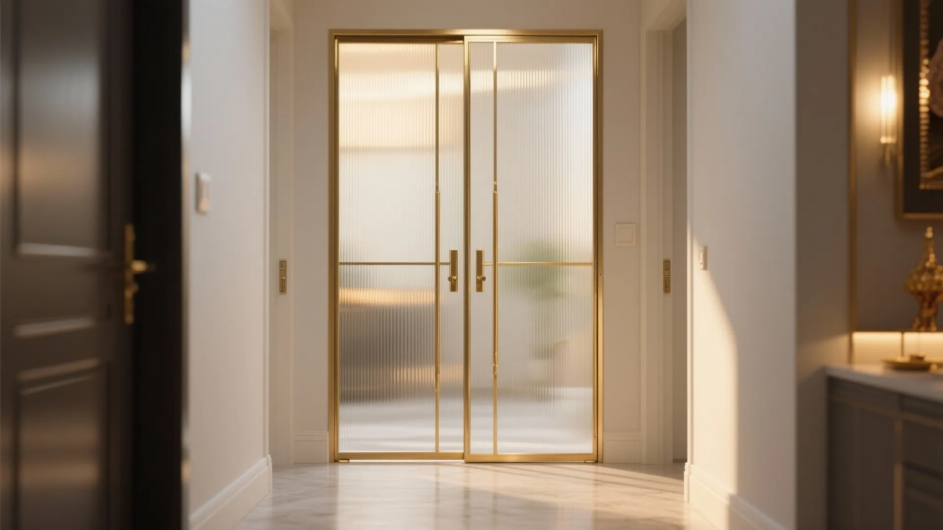 Glass and Brass-Framed Doors (Clear, Fluted, or Frosted)