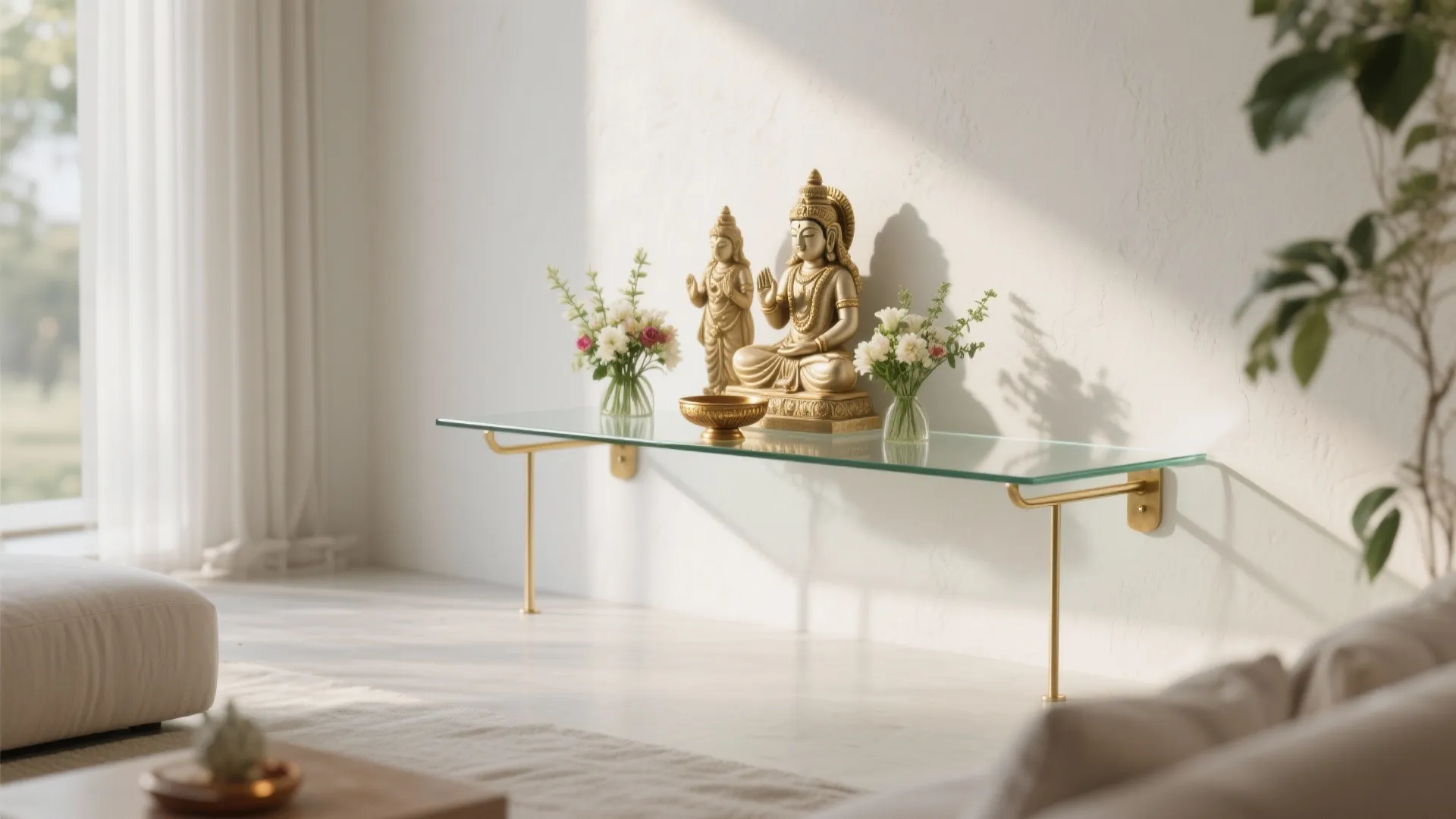 Modern Glass and Brass Accents