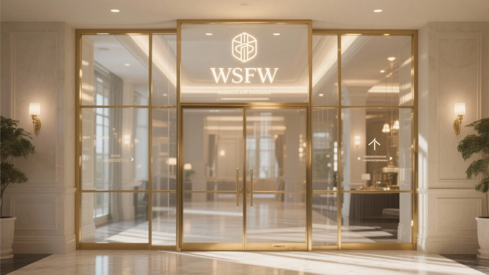 Glass and Brass Portal with Backlit Signage