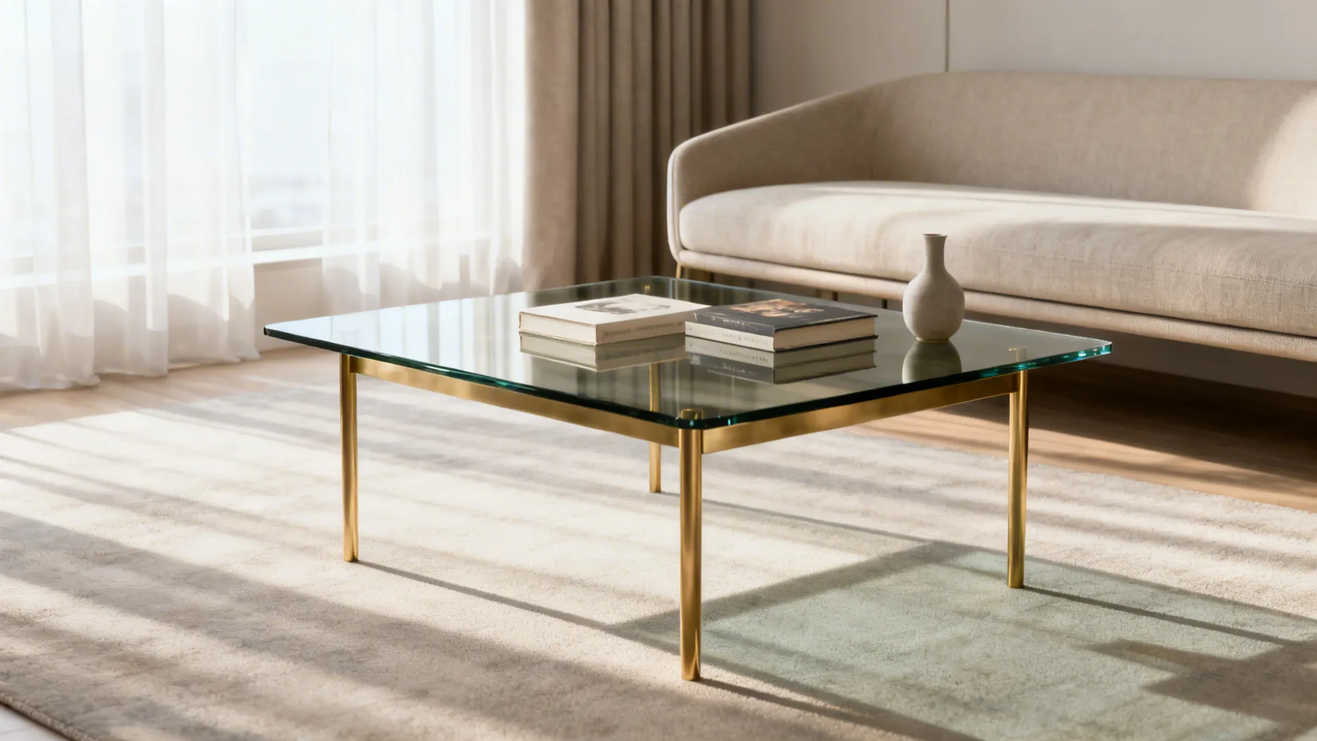 2. Glass and Brass Minimalist Table