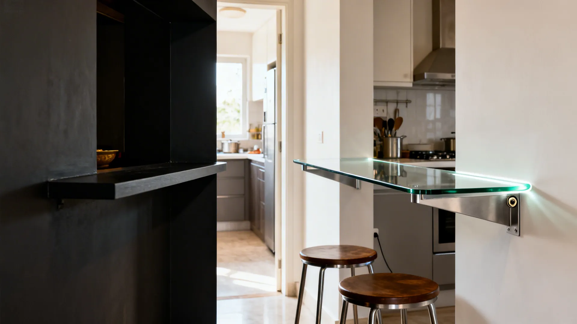 Glass Breakfast Ledge or Pass-Through Counter