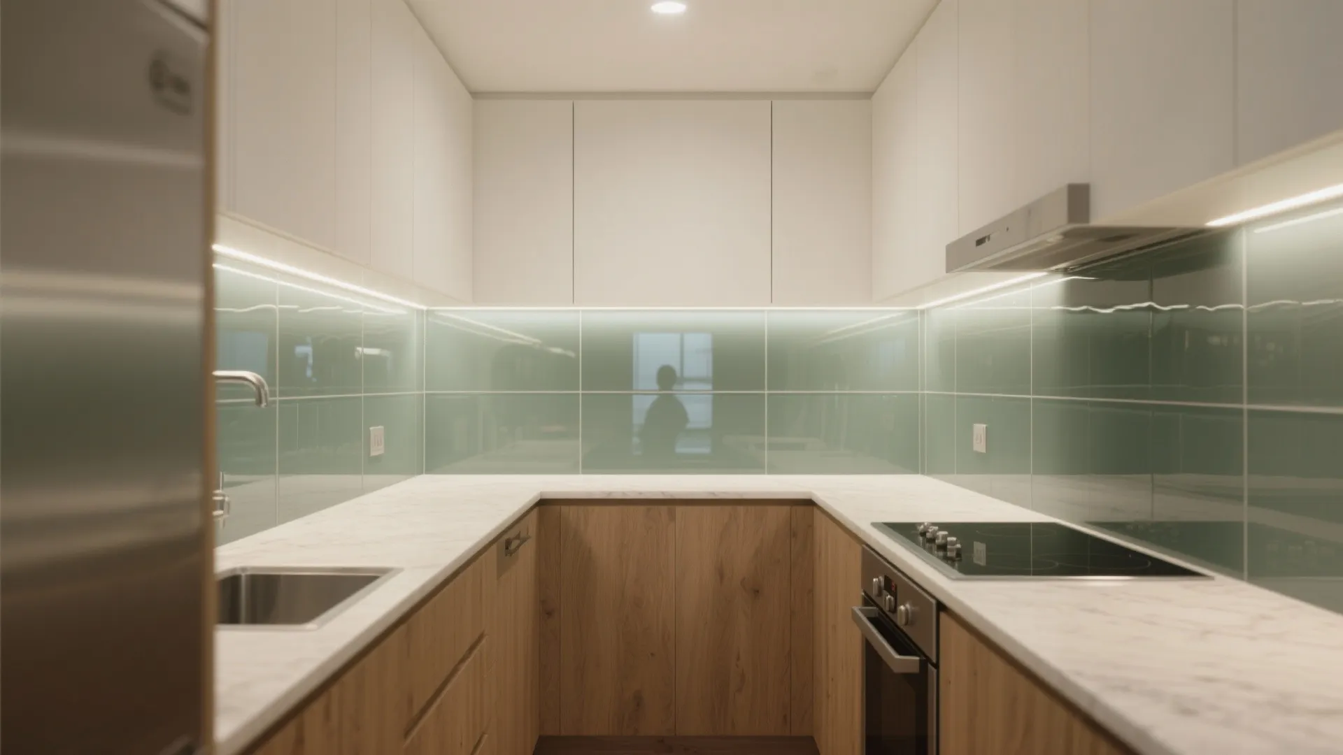 Glass Backsplash for Brightness and Visual Depth