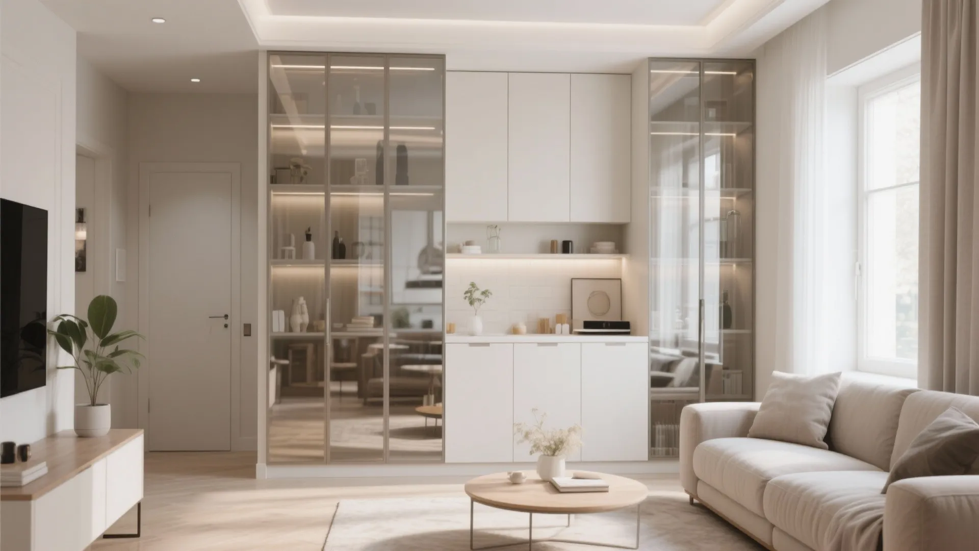 Glass-Front Cabinets for Openness