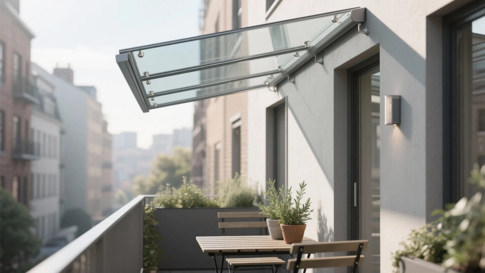 Slimline Glass Canopy with UV Film