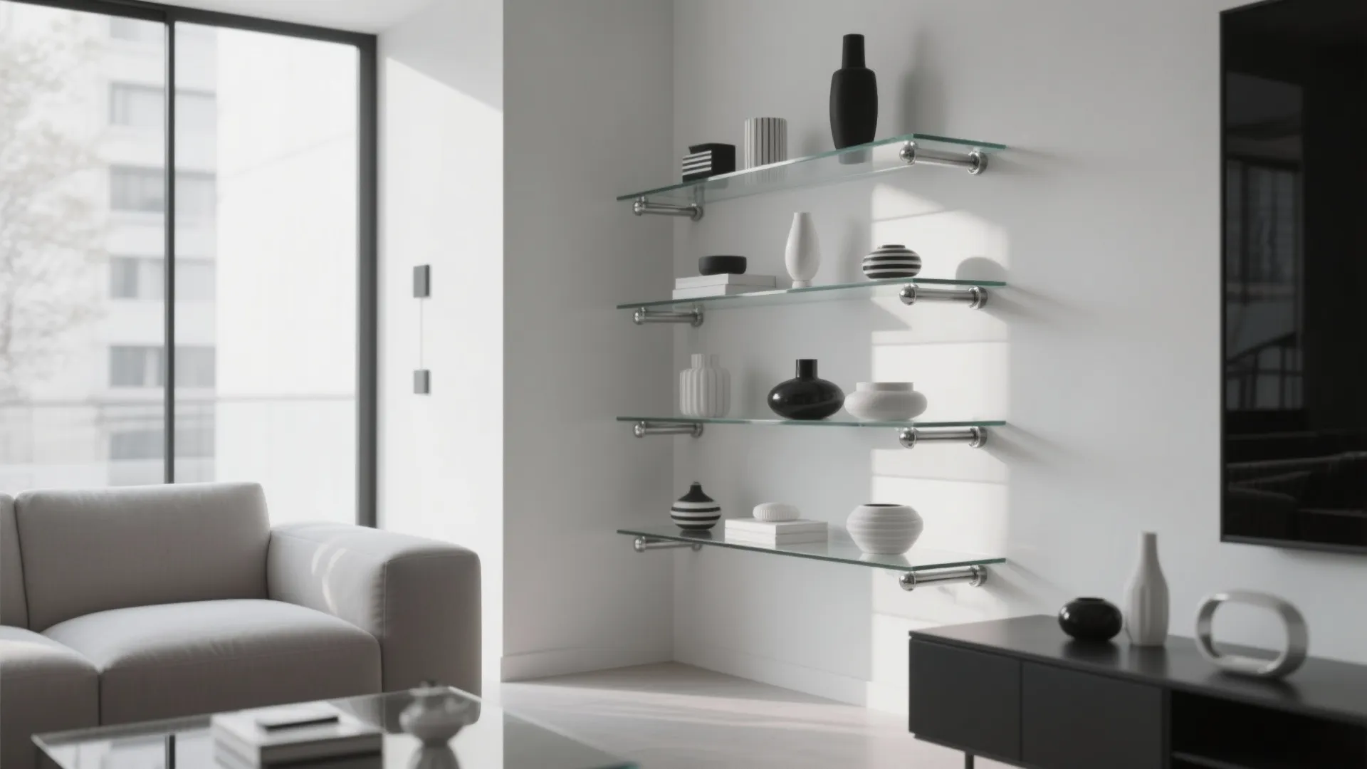 6. Glass & Chrome Shelving