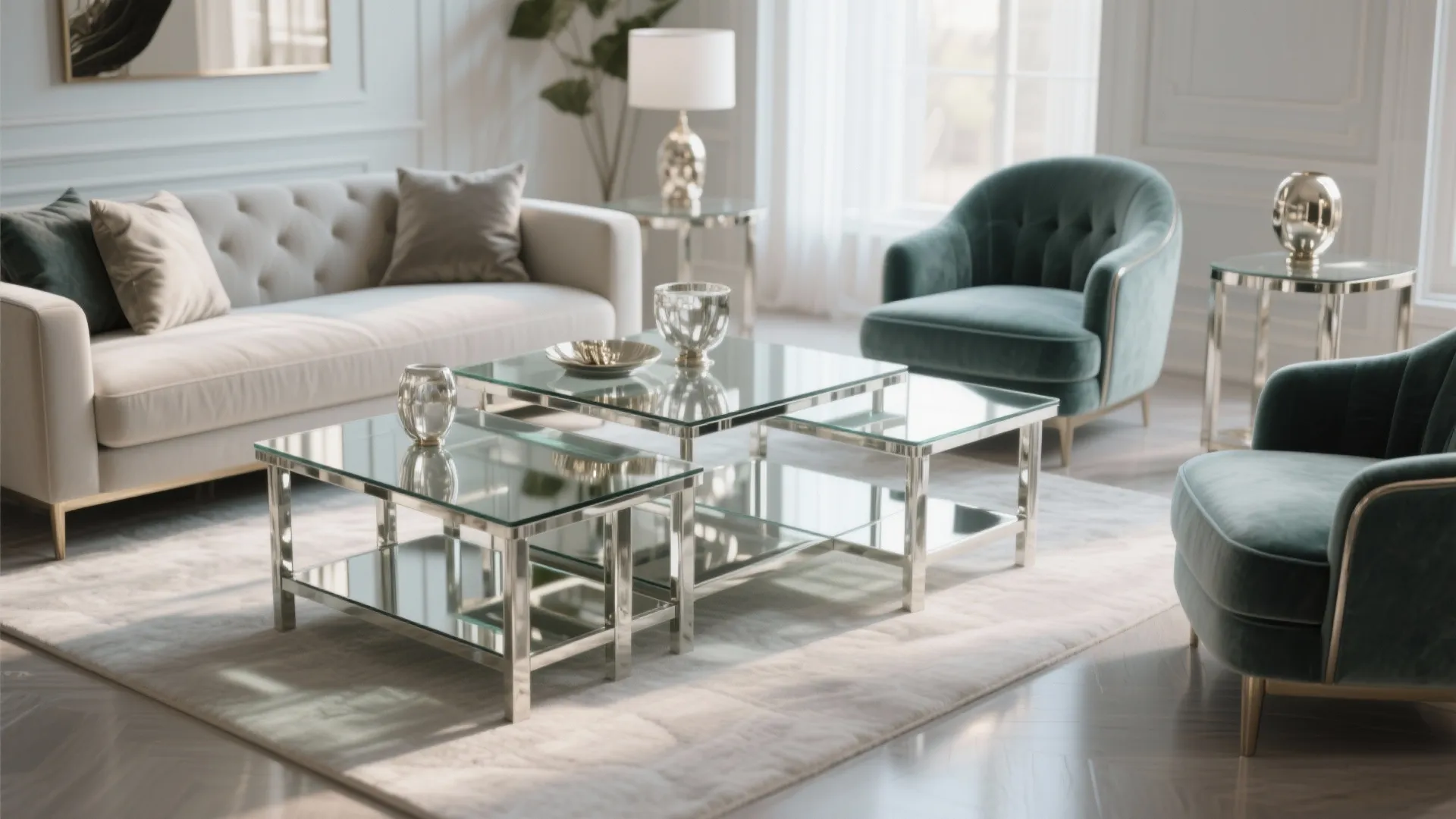 7. Glass and Chrome Nesting Tables