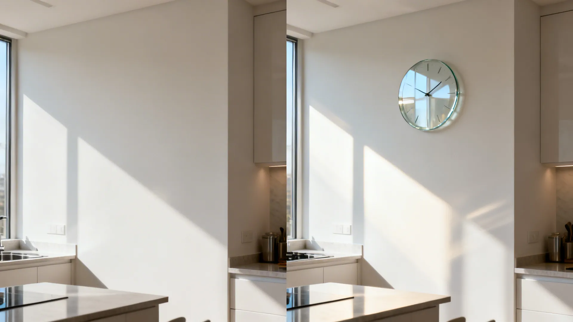 Frameless Glass Clock that Reflects Light