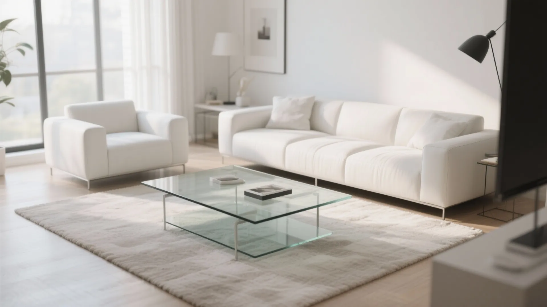 2. Glass-Topped Coffee Table for an Airy Feel