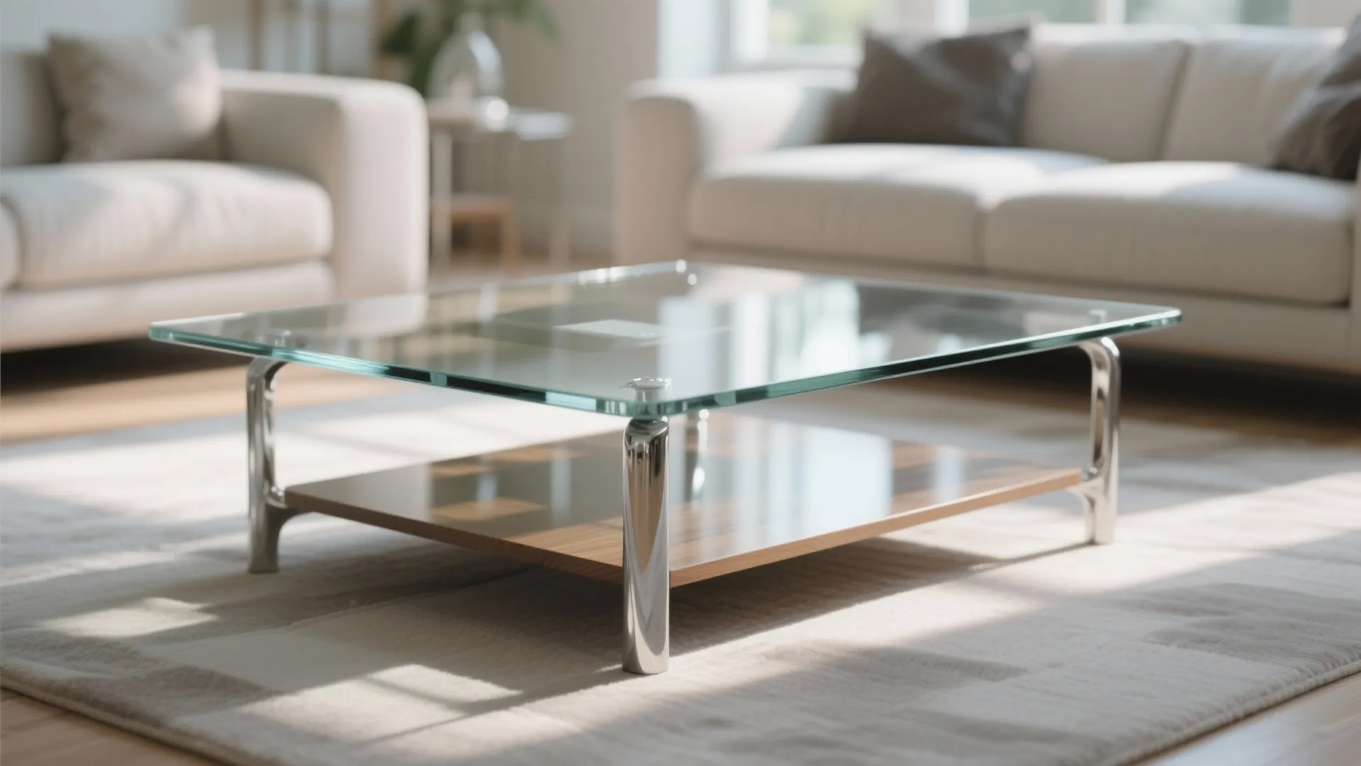 5. Glass coffee table for airiness