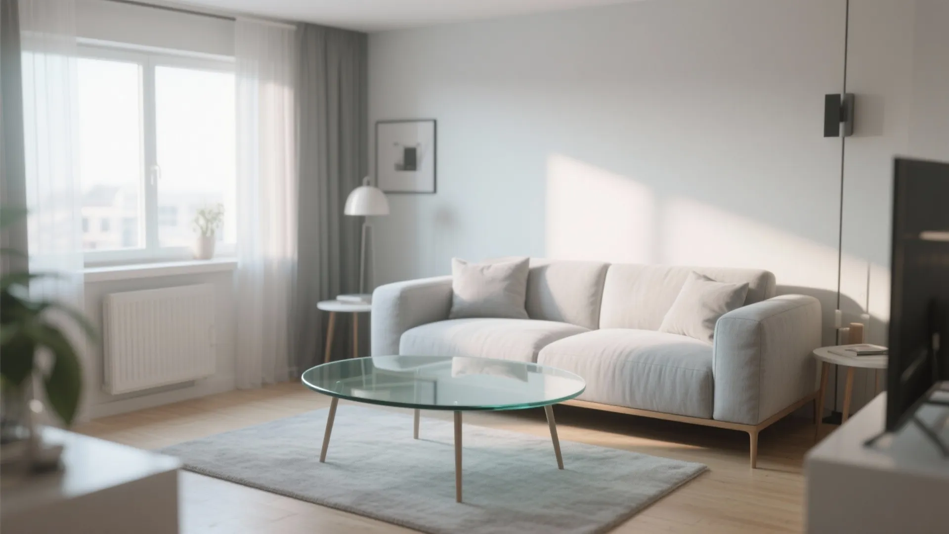 Glass coffee table for an airy vibe