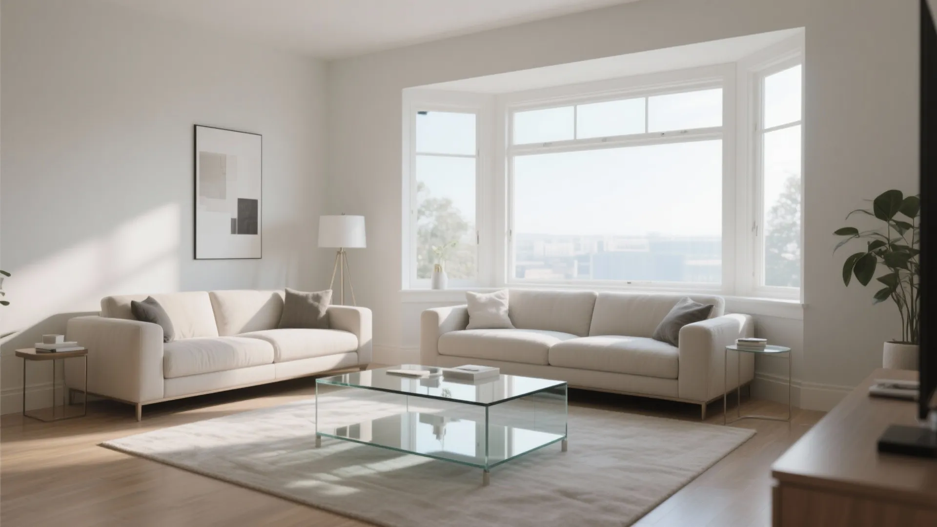 8. Glass Coffee Table in Center