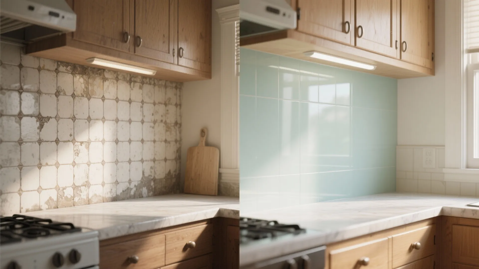 The airy feeling of a glass backsplash