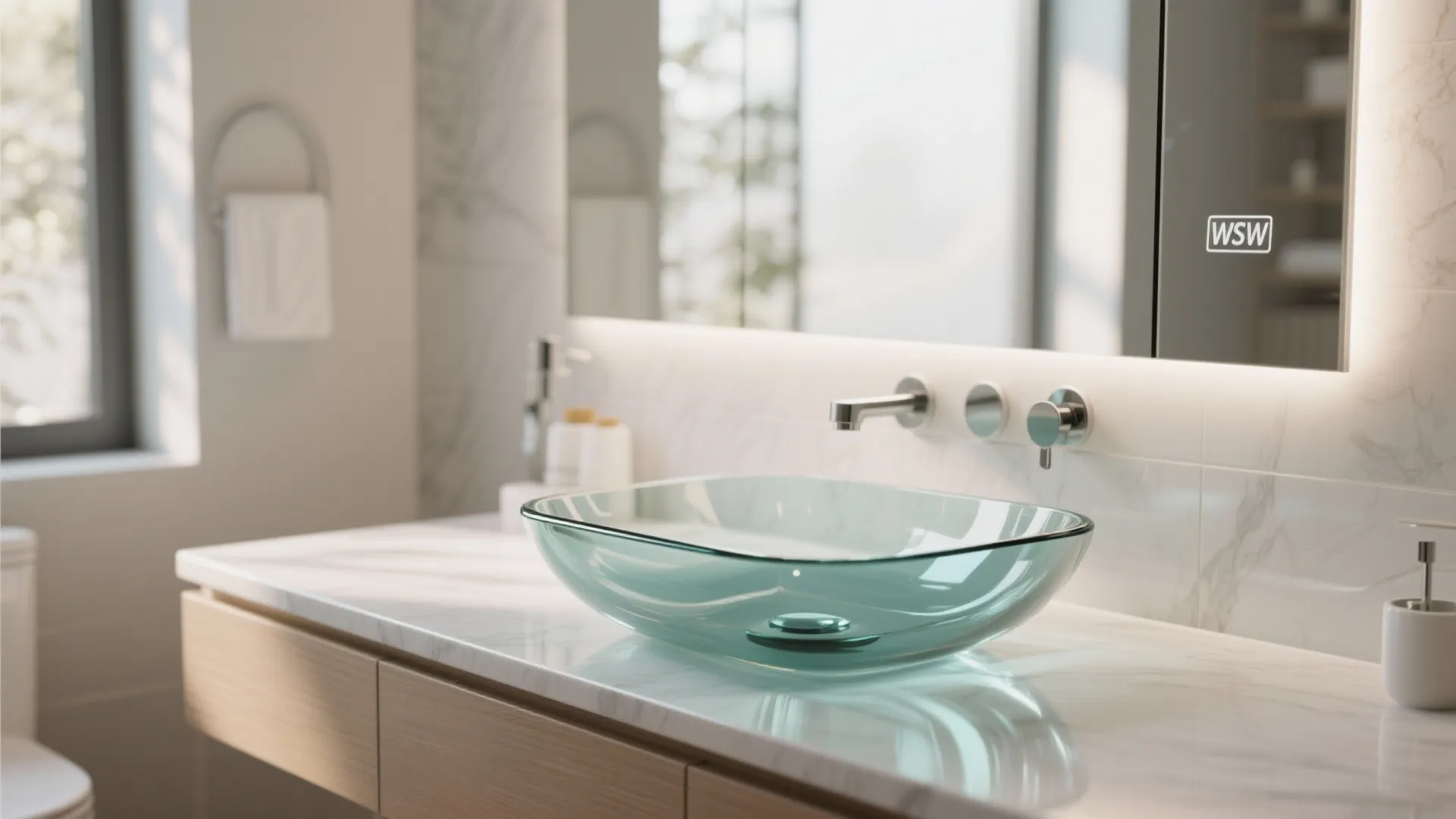 Glass countertop basins