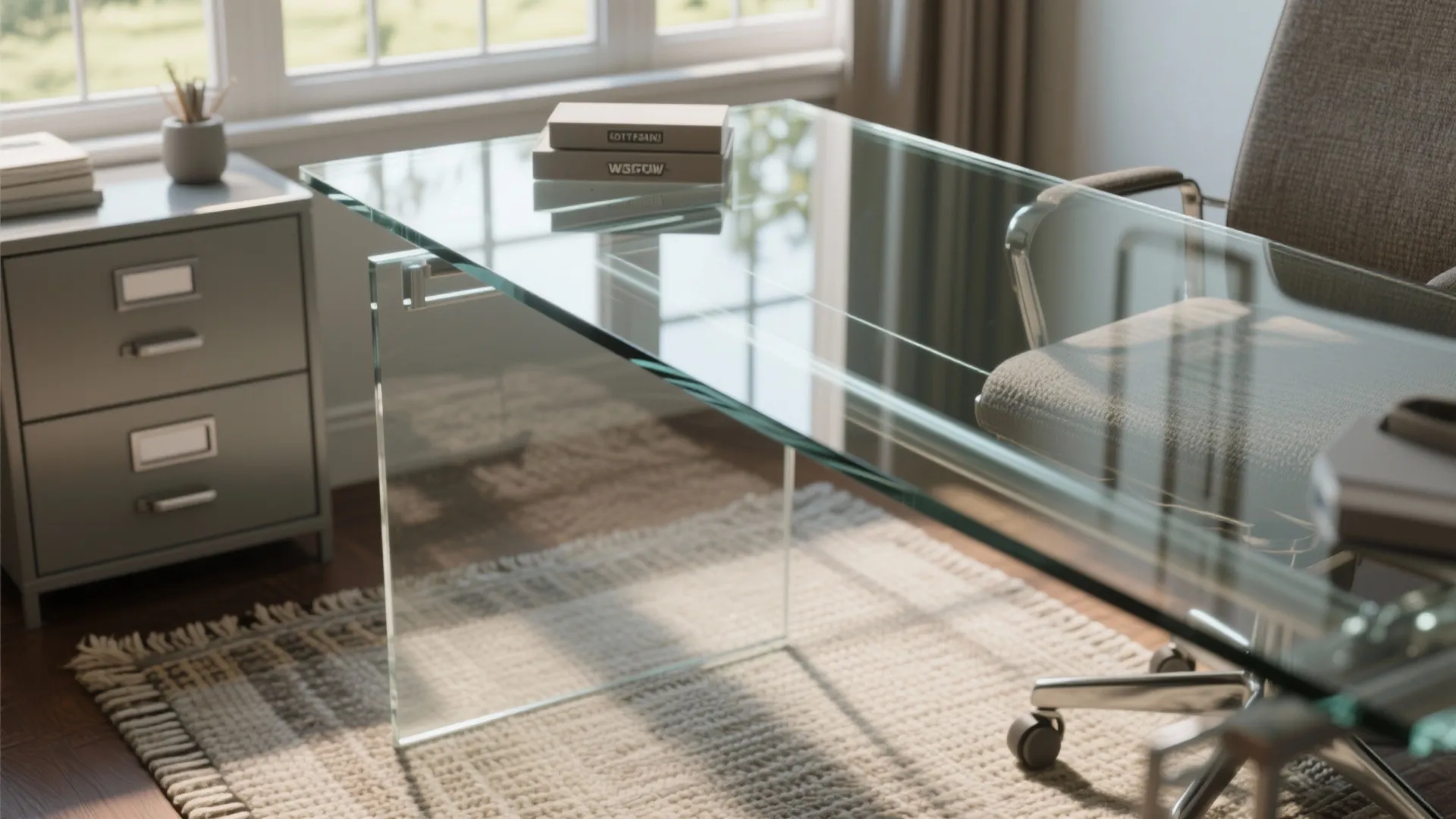 4. Glass-top Desk for Maximum Light Flow