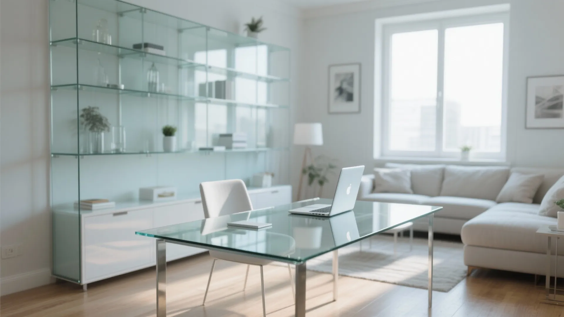 8. Glass Top Table as Desk