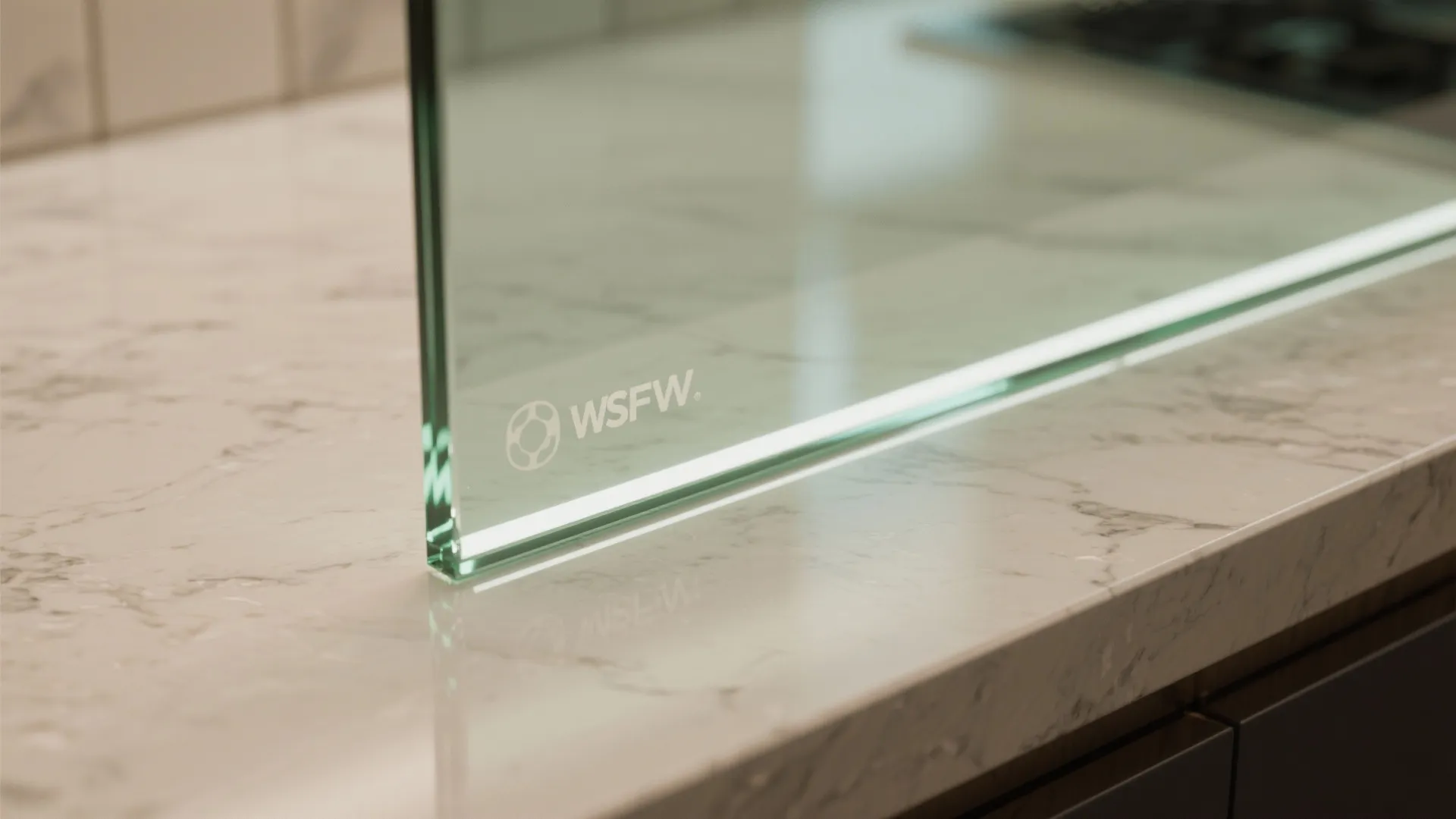 Glass backsplash that doubles the light