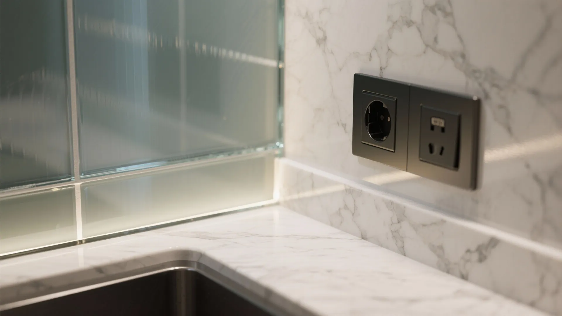 Glass Backsplash for Airy Depth