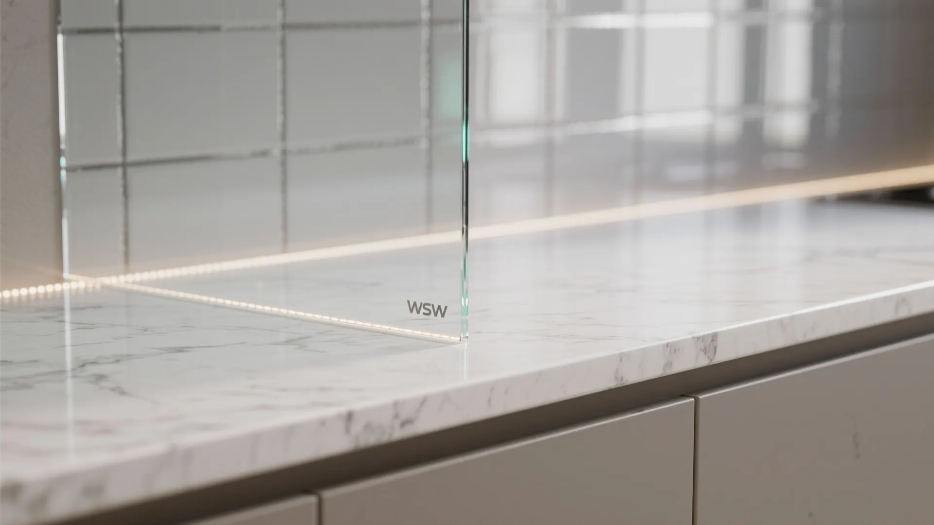 Glass backsplash for airy brightness