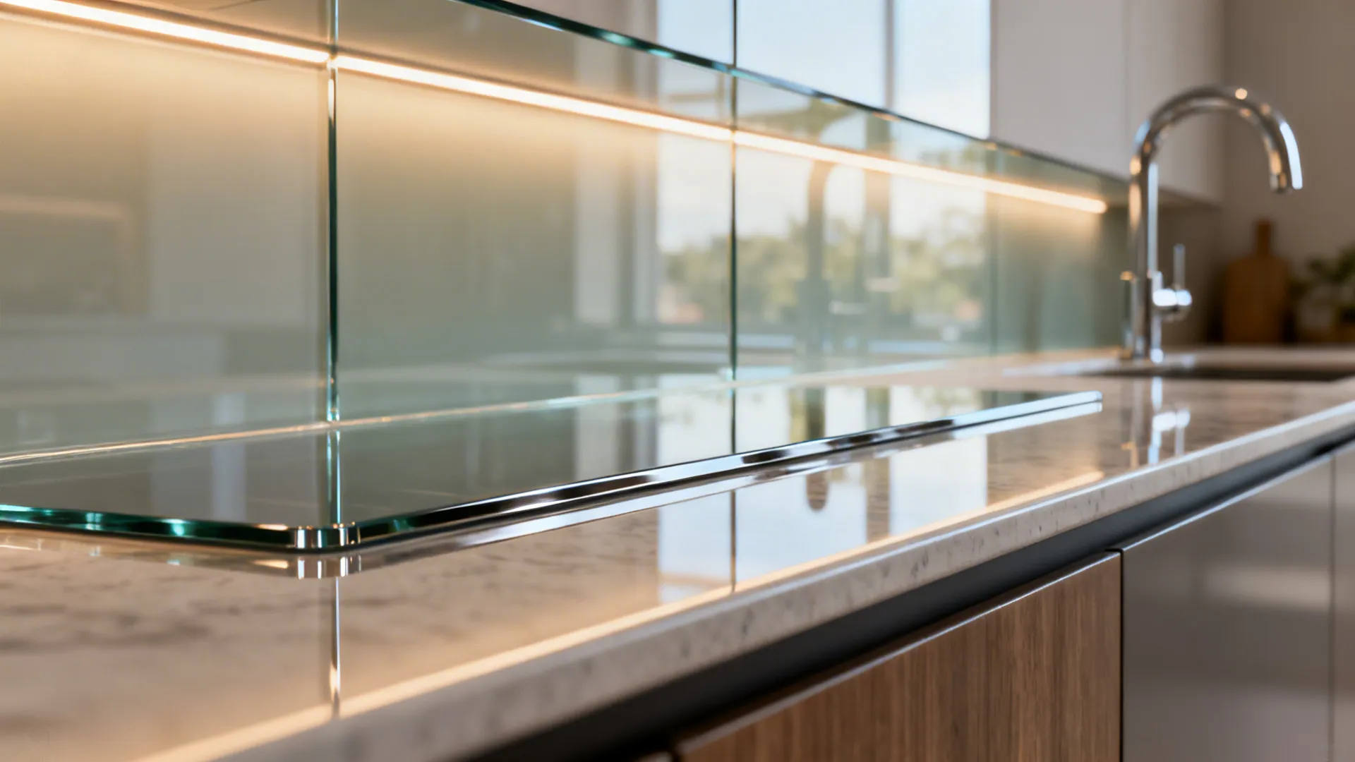 Glass Backsplash for Light and Easy Cleaning