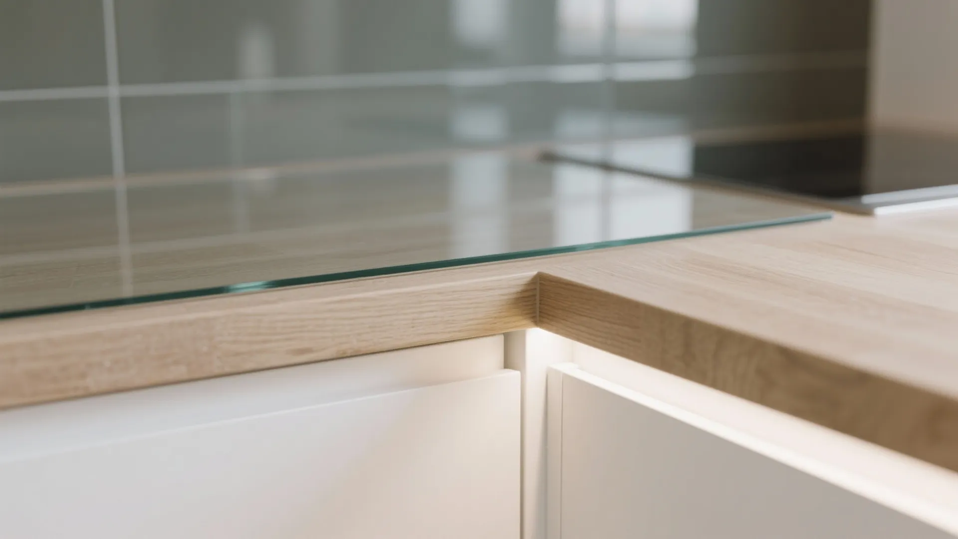 Glass backsplash for airy brightness