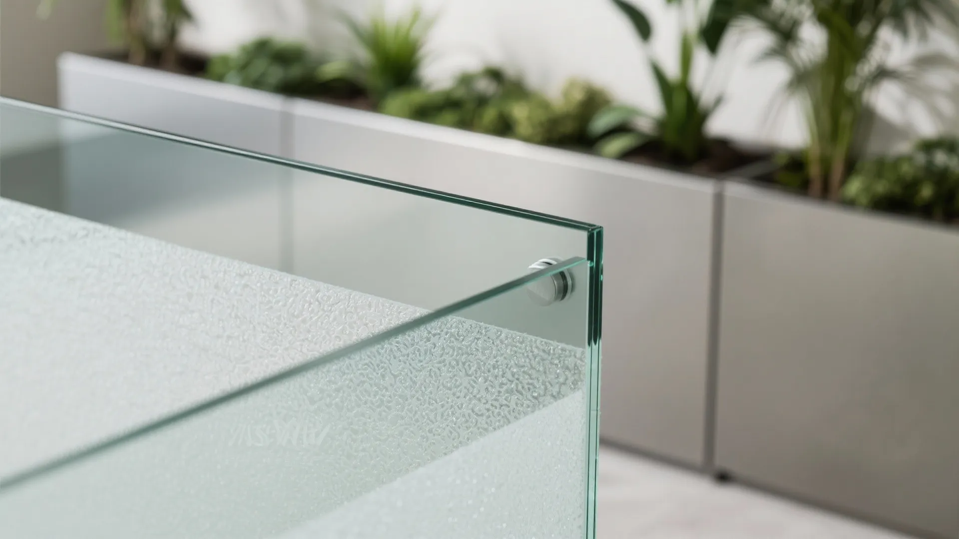 Glass balustrade and reflective backsplash for openness