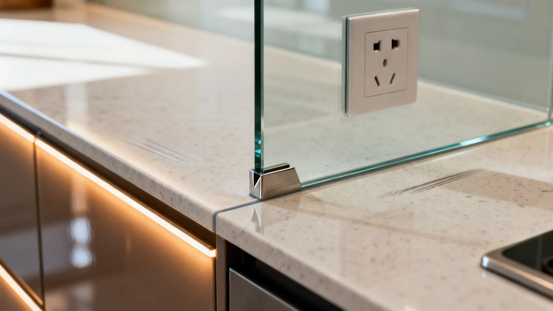 Glass Backsplash and Reflective Surfaces for Airiness