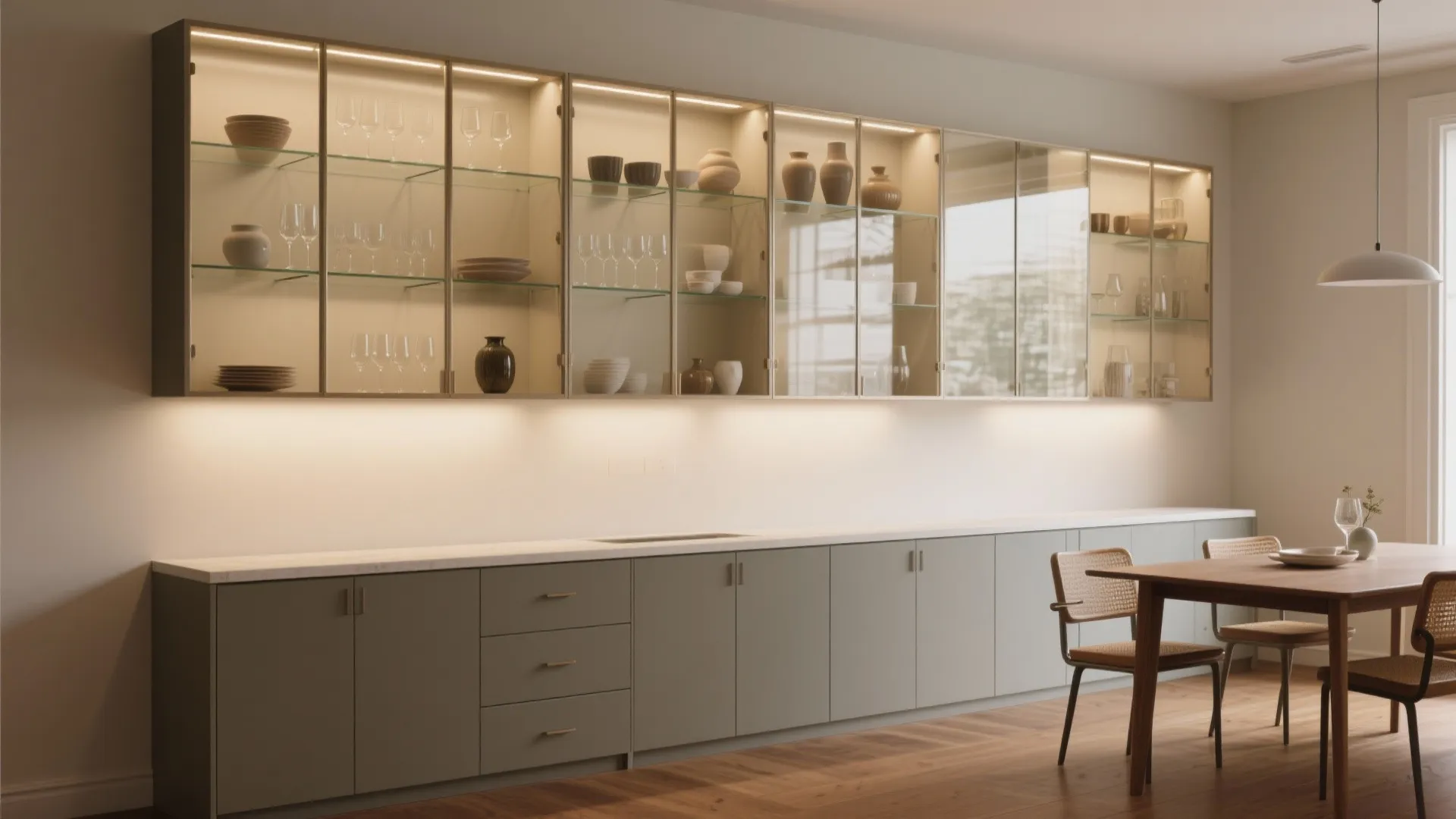 Glass-Front Display with Concealed Base Storage