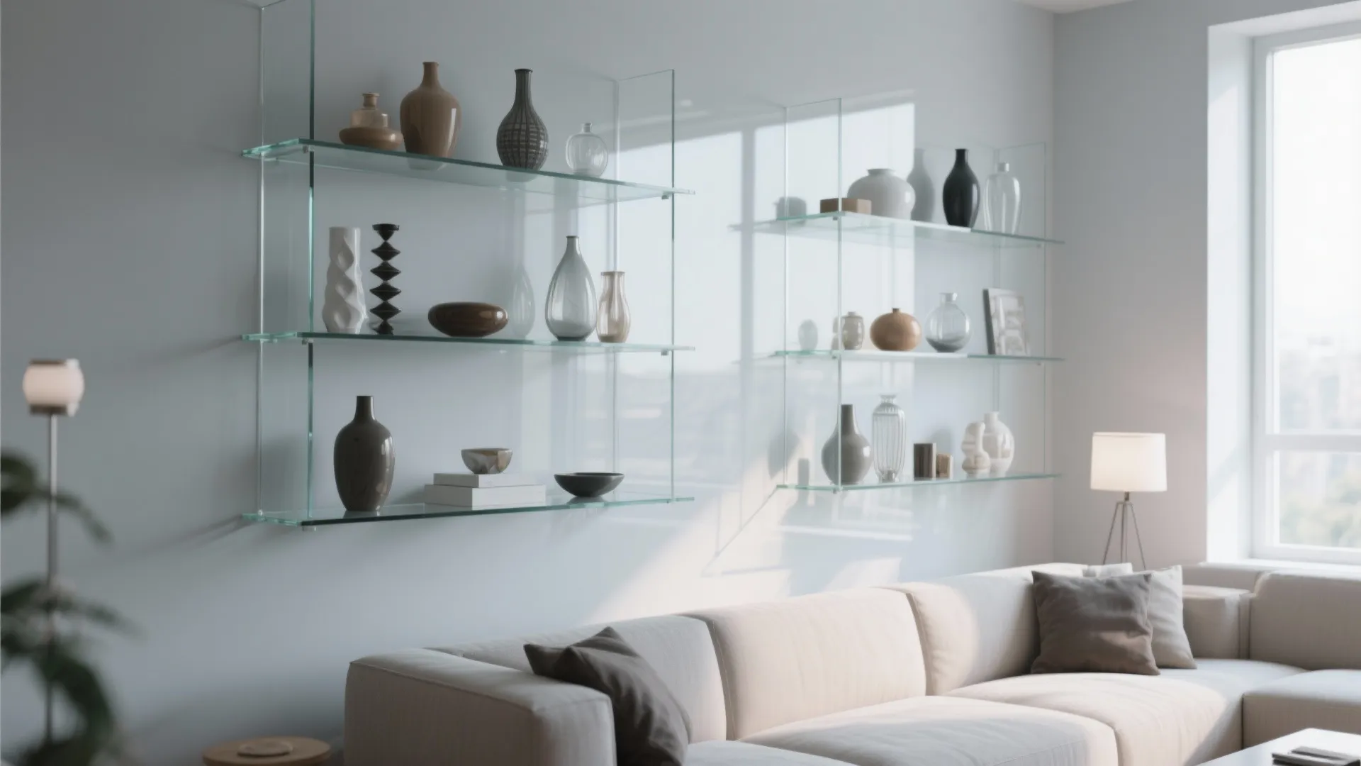 Glass Display Shelves for an Airy Look