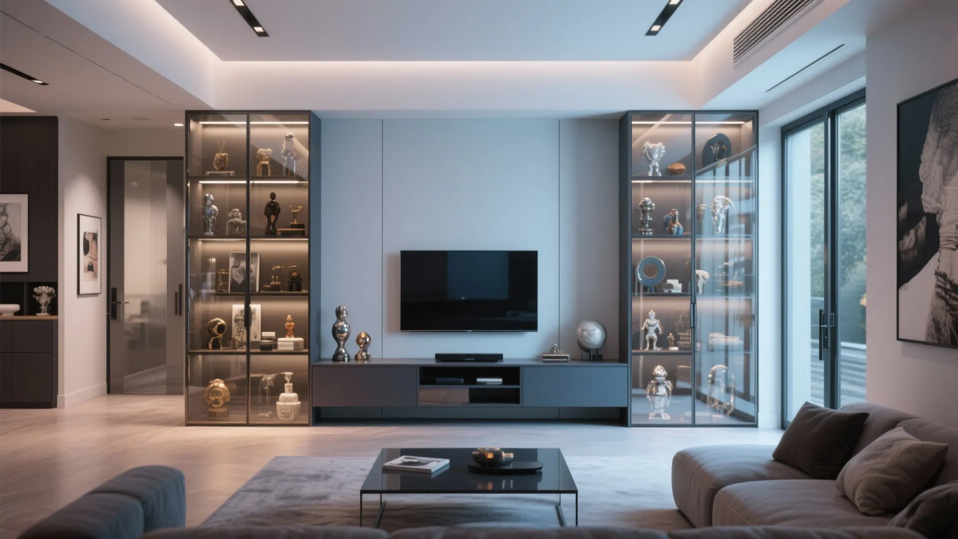 Glass Door Displays with TV Center