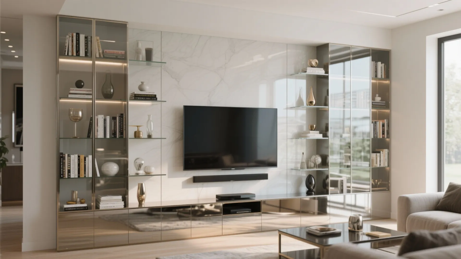 Glass-front Display Around the TV