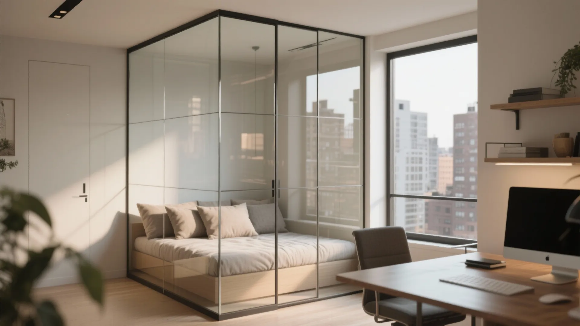 Partitioned Daybed Nook with Glass Divider