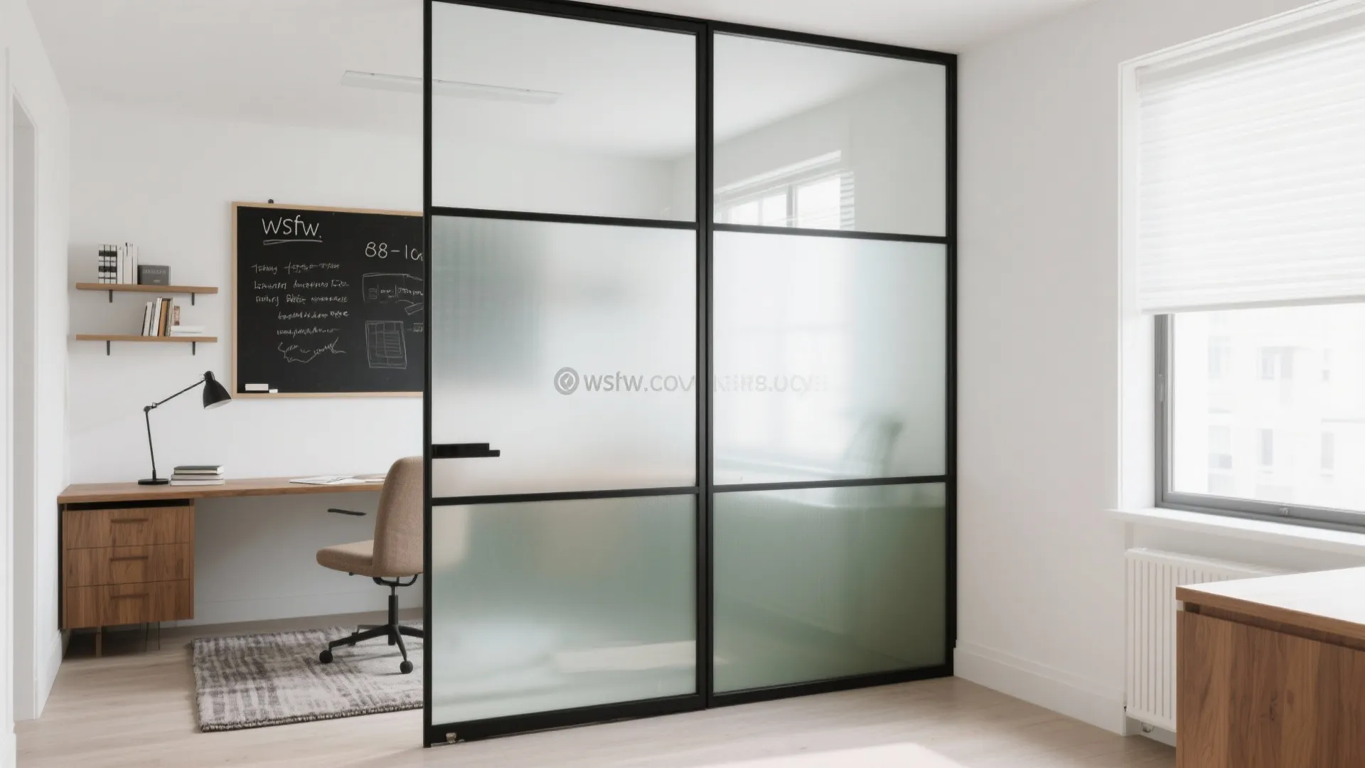 3) Glass Divider + Writable Glass Board for Light and Clarity