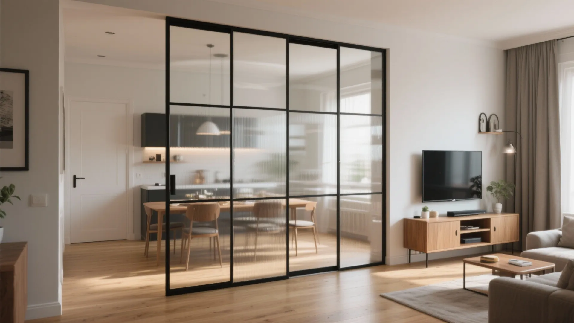4. Partial wall or glass divider for light and intimacy
