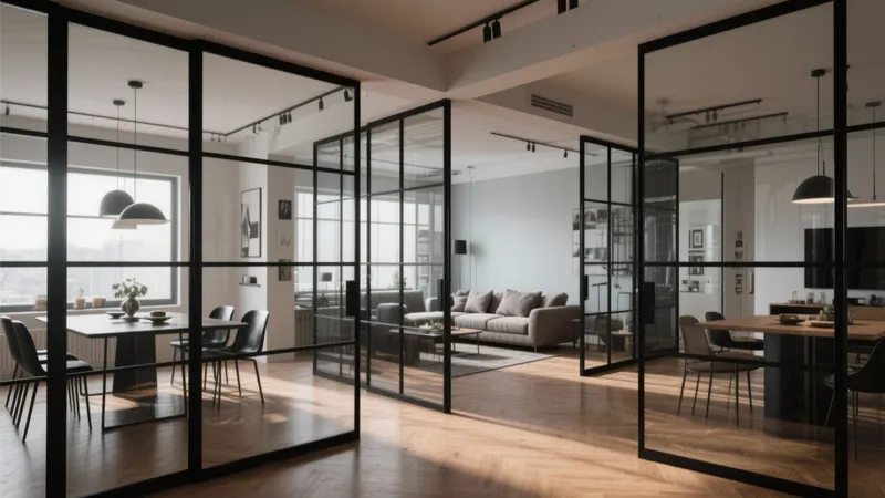 Modern Industrial Loft Design with Glass Partitions