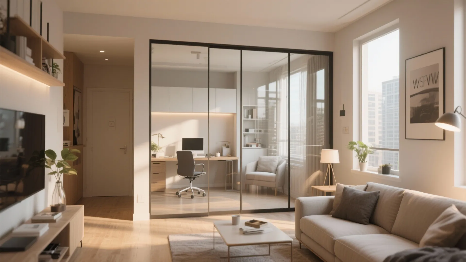 4. Glass Divider for Open Feel