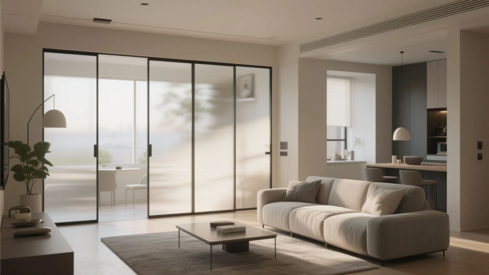 5. Glass divider or sliding doors