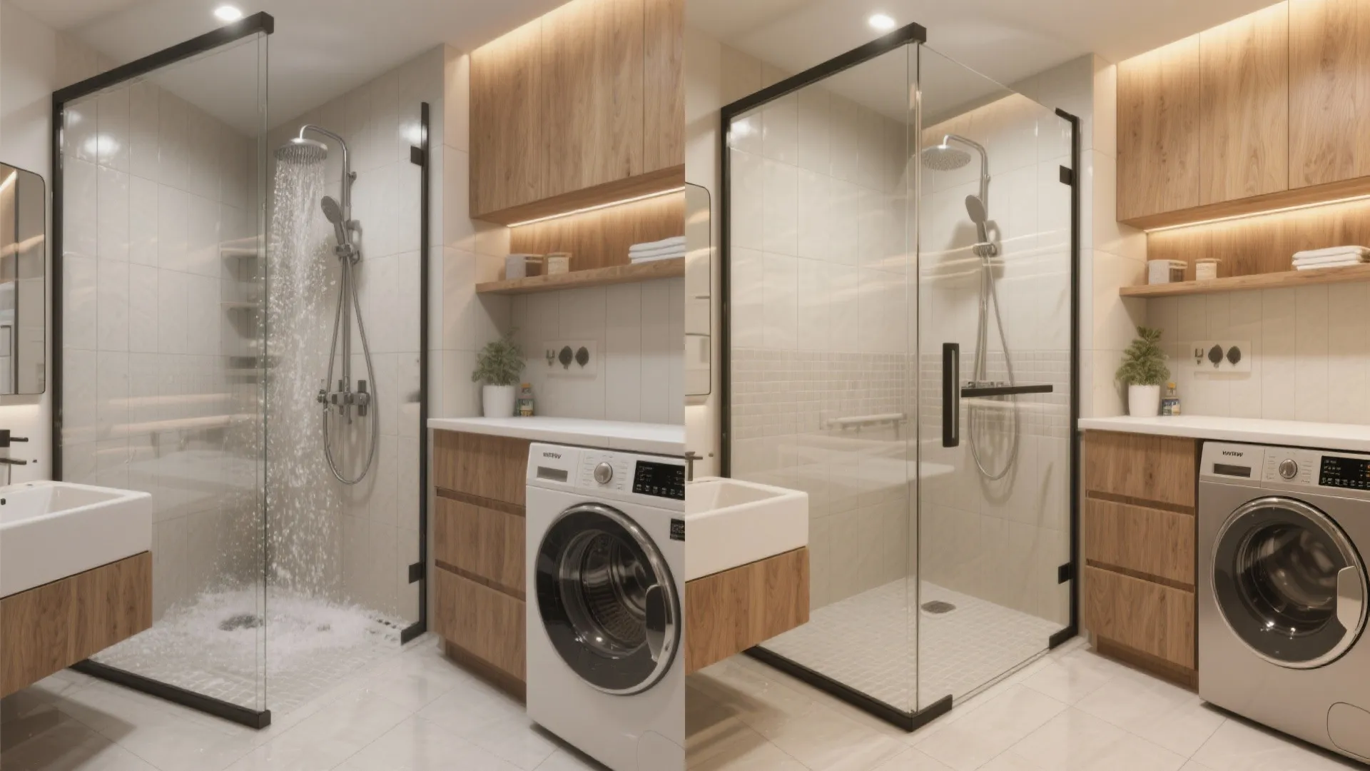 Wet Area Separation with Glass Panel or Bi-Fold Screen