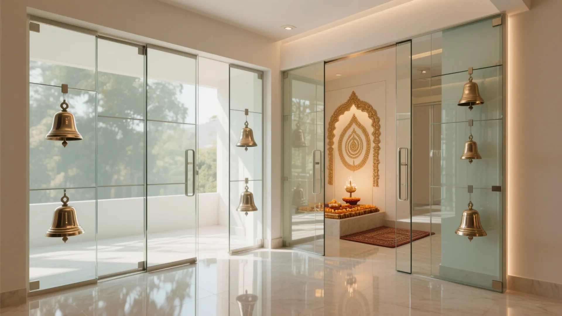 Glass Paneled Doors with Embedded Bells