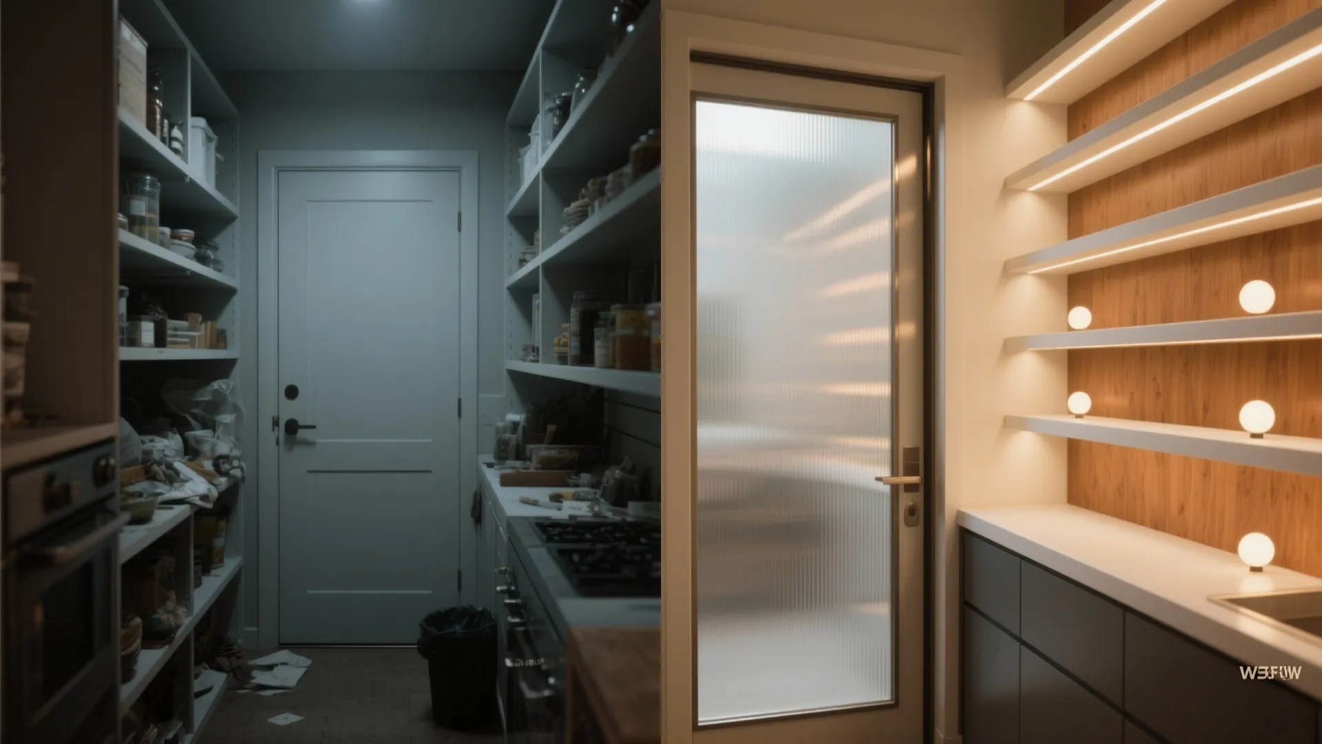 4. Integrated Lighting + Glass Door Reveal