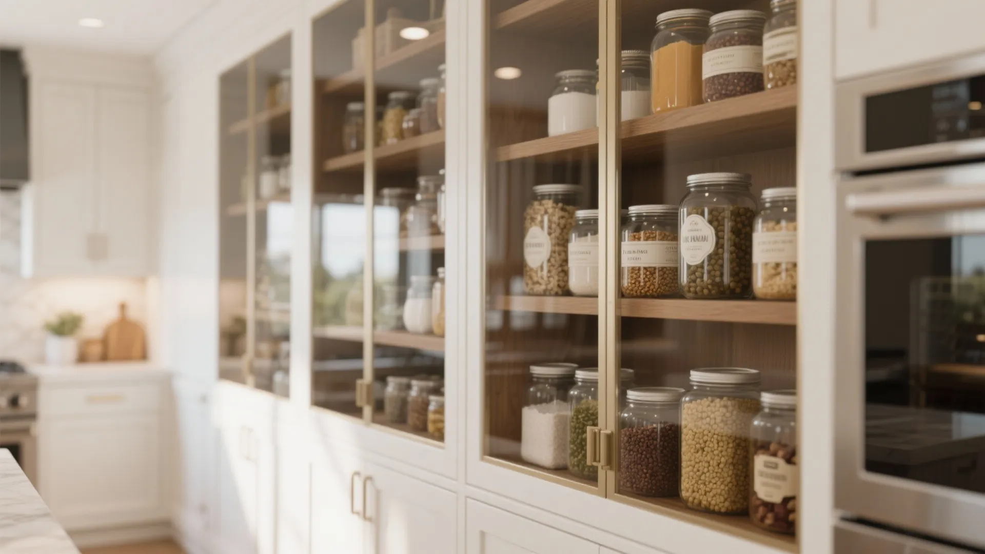 4. Built-In Pantry With Glass Doors