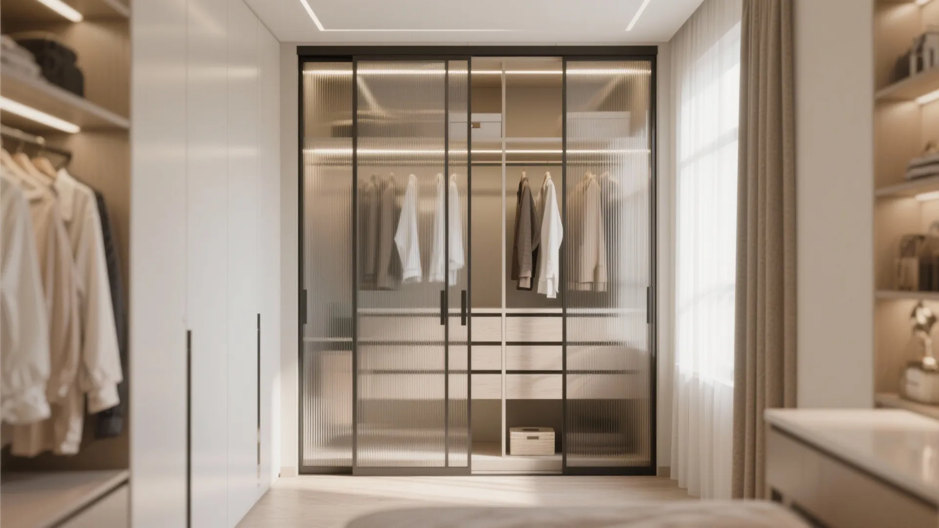 Glass doors for visual depth